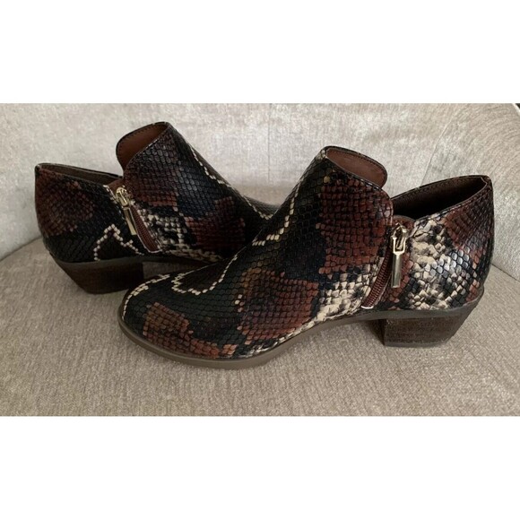 CROWN & IVY Women’s SNAKESKIN Bootie Boots ANKLE BOOTS Black Brown SIZE 6.5 - Picture 6 of 8